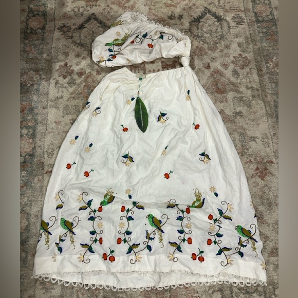 Farm Rio Pitanga One-Shoulder Embroidered Cutout Maxi Dress - Picture 3 of 5